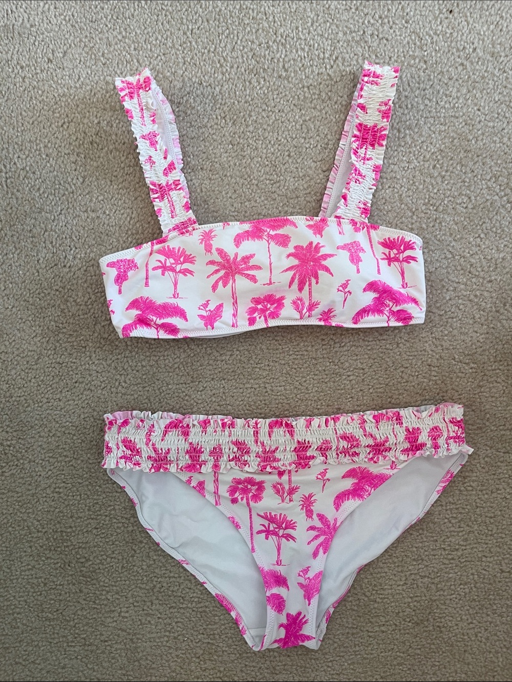 Vineyard Vines White Bikini with Hot Pink Palm Print